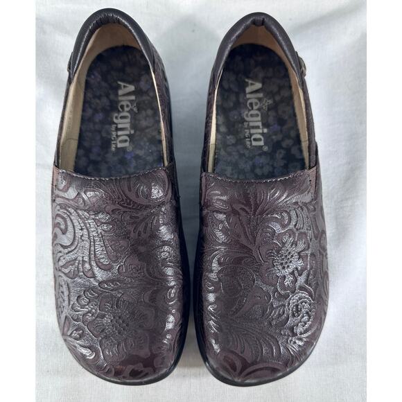 Alegria Women's sz 34 (US 4.5) Keli PRO Choco Emboss Paisley Clogs Nursing Shoes - Picture 9 of 9
